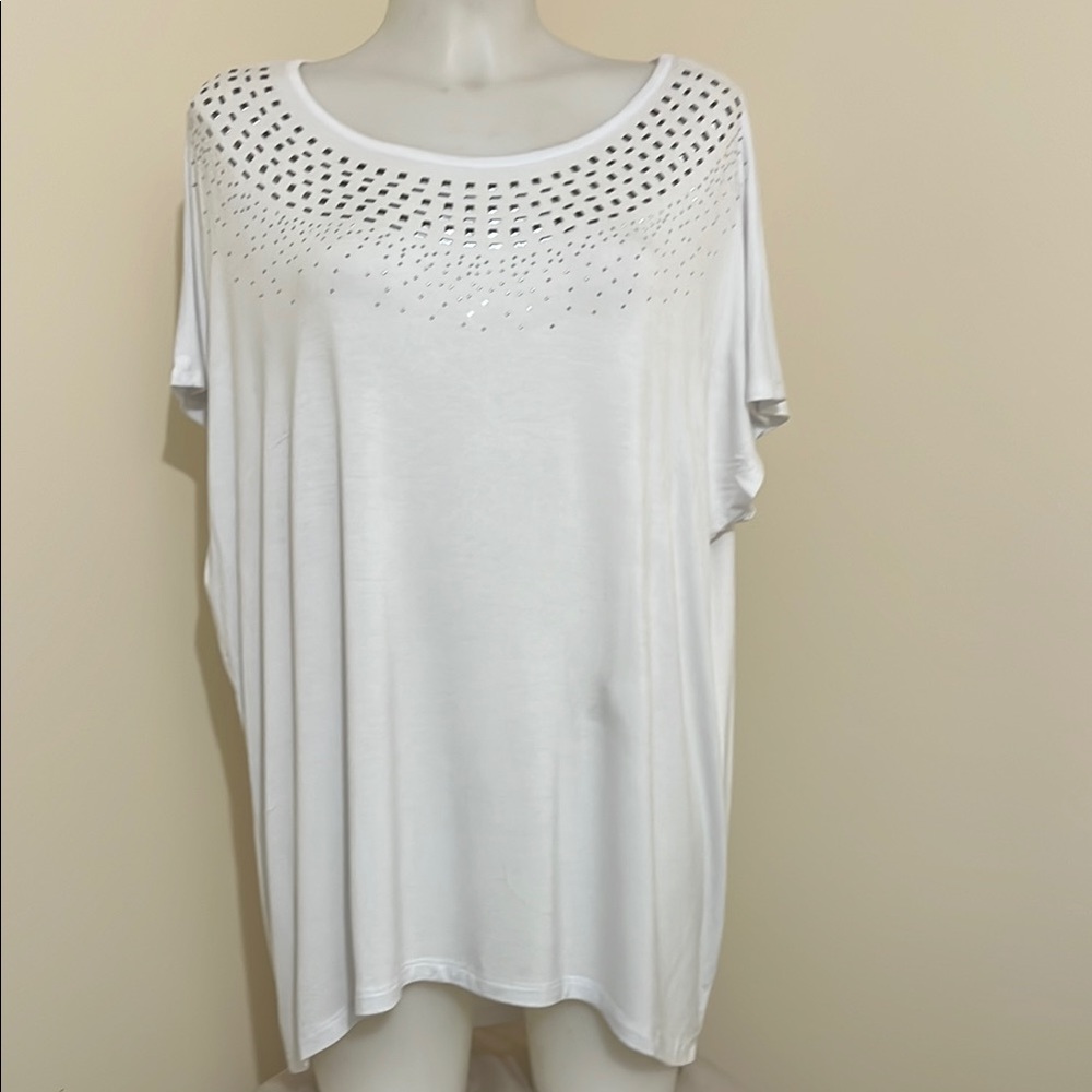 Design History White Oversized Tunic with Embellished Neckline